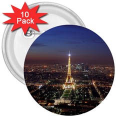 Paris At Night 3  Buttons (10 Pack)  by BangZart