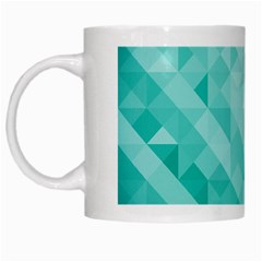 Bright Blue Turquoise Polygonal Background White Mugs by TastefulDesigns