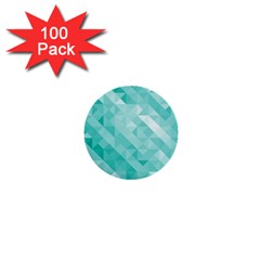 Bright Blue Turquoise Polygonal Background 1  Mini Buttons (100 Pack)  by TastefulDesigns