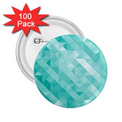 Bright Blue Turquoise Polygonal Background 2 25  Buttons (100 Pack)  by TastefulDesigns