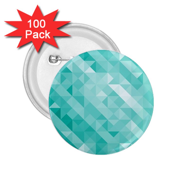 Bright blue turquoise polygonal background 2.25  Buttons (100 pack) 