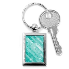 Bright Blue Turquoise Polygonal Background Key Chains (rectangle)  by TastefulDesigns