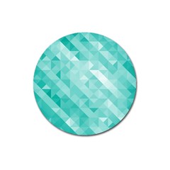 Bright Blue Turquoise Polygonal Background Magnet 3  (round) by TastefulDesigns