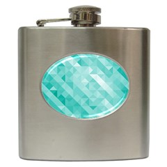 Bright Blue Turquoise Polygonal Background Hip Flask (6 Oz) by TastefulDesigns