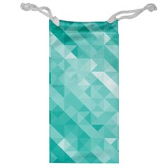 Bright Blue Turquoise Polygonal Background Jewelry Bag by TastefulDesigns