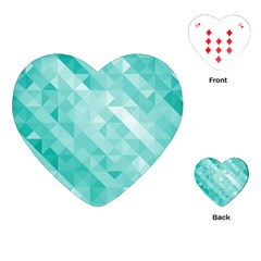 Bright Blue Turquoise Polygonal Background Playing Cards (heart)  by TastefulDesigns