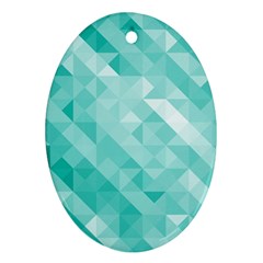 Bright Blue Turquoise Polygonal Background Oval Ornament (two Sides) by TastefulDesigns