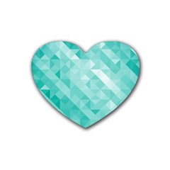 Bright Blue Turquoise Polygonal Background Heart Coaster (4 Pack)  by TastefulDesigns