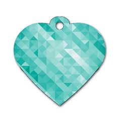 Bright Blue Turquoise Polygonal Background Dog Tag Heart (two Sides) by TastefulDesigns