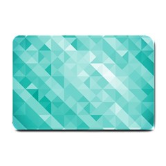 Bright Blue Turquoise Polygonal Background Small Doormat  by TastefulDesigns