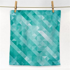 Bright Blue Turquoise Polygonal Background Face Towel by TastefulDesigns