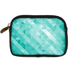 Bright Blue Turquoise Polygonal Background Digital Camera Cases by TastefulDesigns