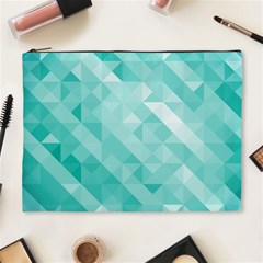 Bright Blue Turquoise Polygonal Background Cosmetic Bag (xl) by TastefulDesigns