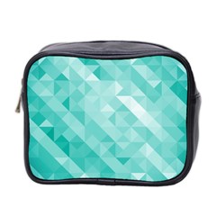 Bright Blue Turquoise Polygonal Background Mini Toiletries Bag 2-side by TastefulDesigns