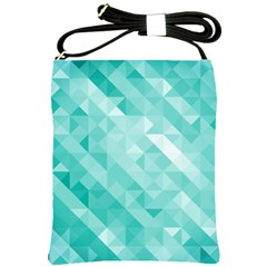 Bright Blue Turquoise Polygonal Background Shoulder Sling Bags by TastefulDesigns