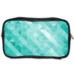 Bright Blue Turquoise Polygonal Background Toiletries Bags by TastefulDesigns