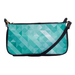 Bright Blue Turquoise Polygonal Background Shoulder Clutch Bags by TastefulDesigns