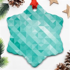 Bright Blue Turquoise Polygonal Background Snowflake Ornament (two Sides) by TastefulDesigns