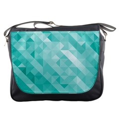 Bright Blue Turquoise Polygonal Background Messenger Bags by TastefulDesigns