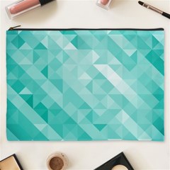 Bright Blue Turquoise Polygonal Background Cosmetic Bag (xxxl)  by TastefulDesigns