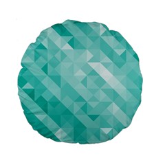 Bright Blue Turquoise Polygonal Background Standard 15  Premium Round Cushions by TastefulDesigns