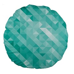 Bright Blue Turquoise Polygonal Background Large 18  Premium Round Cushions by TastefulDesigns