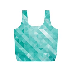 Bright Blue Turquoise Polygonal Background Full Print Recycle Bags (s)  by TastefulDesigns