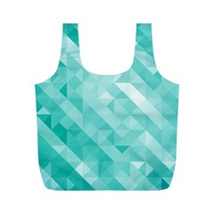 Bright Blue Turquoise Polygonal Background Full Print Recycle Bags (m)  by TastefulDesigns