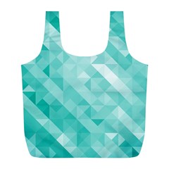 Bright Blue Turquoise Polygonal Background Full Print Recycle Bags (l)  by TastefulDesigns