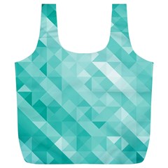 Bright Blue Turquoise Polygonal Background Full Print Recycle Bags (l)  by TastefulDesigns