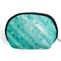 Bright Blue Turquoise Polygonal Background Accessory Pouches (medium)  by TastefulDesigns