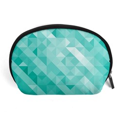 Bright Blue Turquoise Polygonal Background Accessory Pouches (large)  by TastefulDesigns