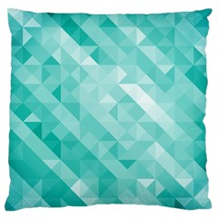 Bright Blue Turquoise Polygonal Background Large Flano Cushion Case (one Side) by TastefulDesigns