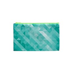 Bright Blue Turquoise Polygonal Background Cosmetic Bag (xs) by TastefulDesigns