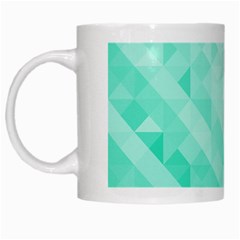 Bright Green Turquoise Geometric Background White Mugs by TastefulDesigns