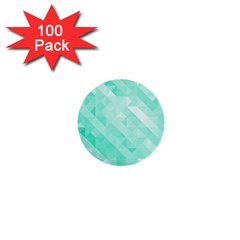 Bright Green Turquoise Geometric Background 1  Mini Buttons (100 Pack)  by TastefulDesigns