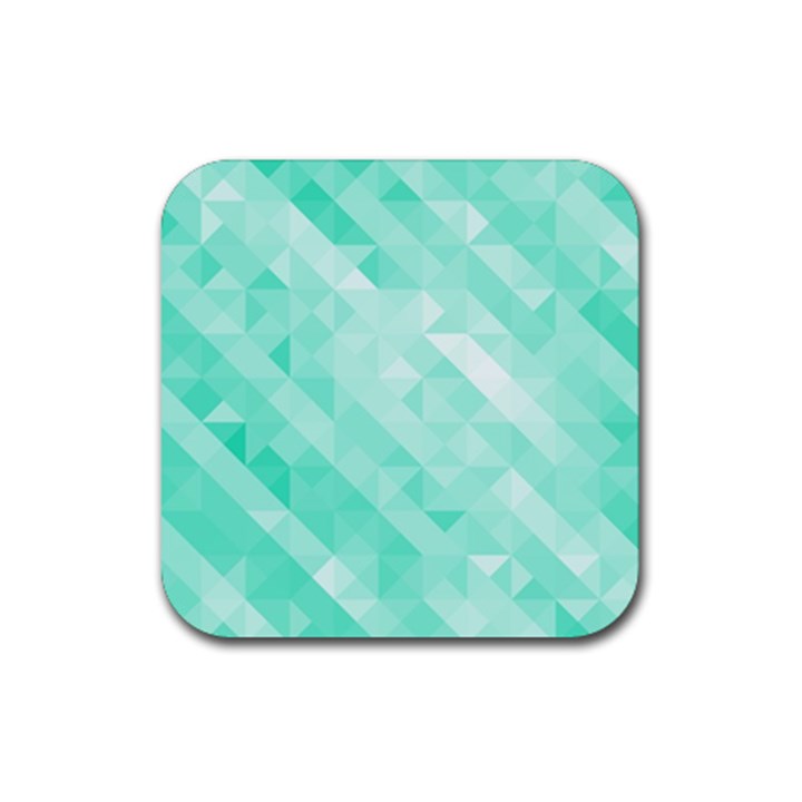 Bright green turquoise geometric background Rubber Coaster (Square) 