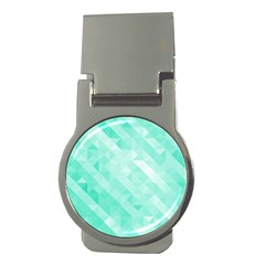 Bright Green Turquoise Geometric Background Money Clips (round)  by TastefulDesigns