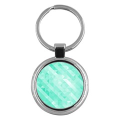 Bright Green Turquoise Geometric Background Key Chains (round)  by TastefulDesigns