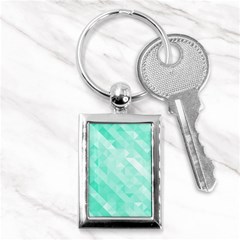 Bright Green Turquoise Geometric Background Key Chains (rectangle)  by TastefulDesigns