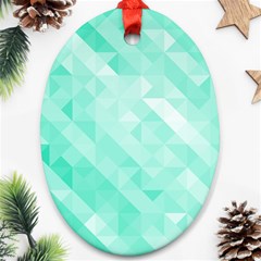 Bright Green Turquoise Geometric Background Oval Ornament (two Sides) by TastefulDesigns