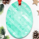 Bright green turquoise geometric background Oval Ornament (Two Sides) Back