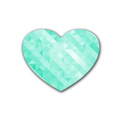 Bright Green Turquoise Geometric Background Rubber Coaster (heart)  by TastefulDesigns