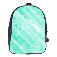 Bright green turquoise geometric background School Bags(Large) 