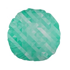 Bright Green Turquoise Geometric Background Standard 15  Premium Flano Round Cushions by TastefulDesigns