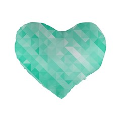 Bright Green Turquoise Geometric Background Standard 16  Premium Flano Heart Shape Cushions by TastefulDesigns