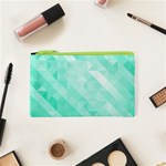 Bright green turquoise geometric background Cosmetic Bag (XS) Front