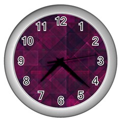 Pinkpunkplaid Wall Clocks (silver)  by designsbyamerianna