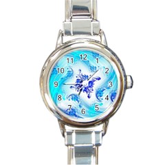 Summer Ice Flower Round Italian Charm Watch