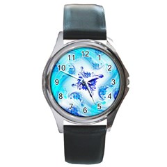 Summer Ice Flower Round Metal Watch